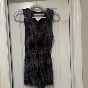 Juniors Black Tie-Dye Romper